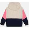 Color-Block Hooded Sweatshirt, Beige, Navy & Pink - Sweatshirts - 4