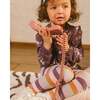 Cats Print Ruffle Long Sleeve Tunic & Striped Leggings Set, Mauve - Mixed Apparel Set - 3