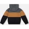 Color-Block Hooded Fleece Sweatshirt, Dark Gray, Caramel & Black - Sweatshirts - 3