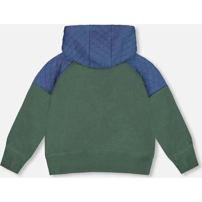 Color-Block Full Zip Hooded Fleece, Forest Green - Sweatshirts - 3