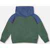 Color-Block Full Zip Hooded Fleece, Forest Green - Sweatshirts - 3