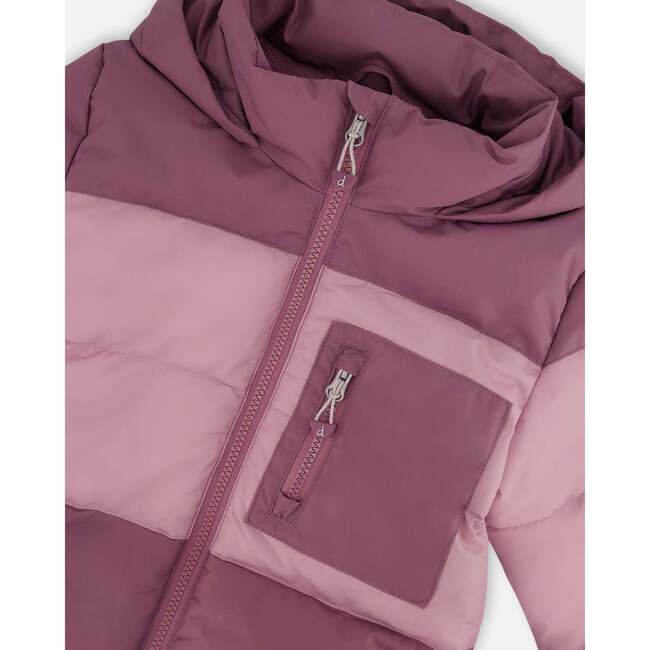 Color-Block Hooded Puffy Jacket, Lilac & Purple - Jackets - 5