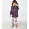 Cats Print Ruffle Long Sleeve Tunic & Striped Leggings Set, Mauve - Mixed Apparel Set - 4