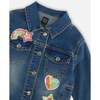 Embroidered Sequin Stars & Heart Patch Jacket, Blue Denim - Jackets - 5