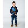 Dinosaures Print Raglan Sleeve T-Shirt With, Navy - T-Shirts - 2