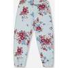 Big Flowers Print Fleece Sweatpants, Light Blue - Sweatpants - 3