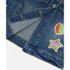 Embroidered Sequin Stars & Heart Patch Jacket, Blue Denim - Jackets - 6