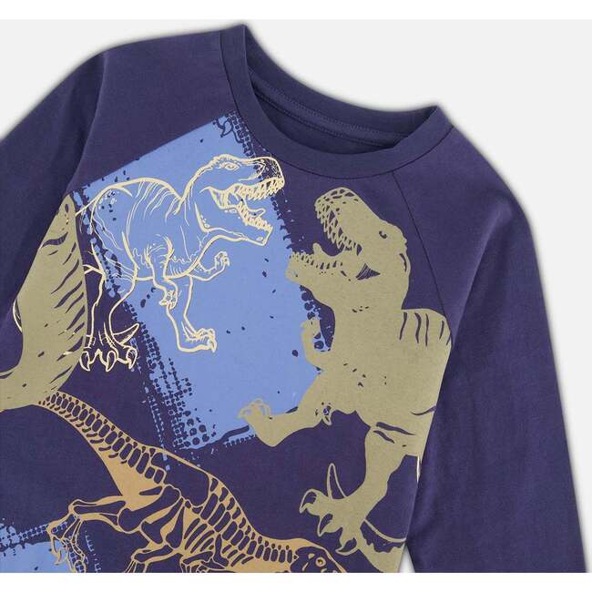 Dinosaures Print Raglan Sleeve T-Shirt With, Navy - T-Shirts - 4