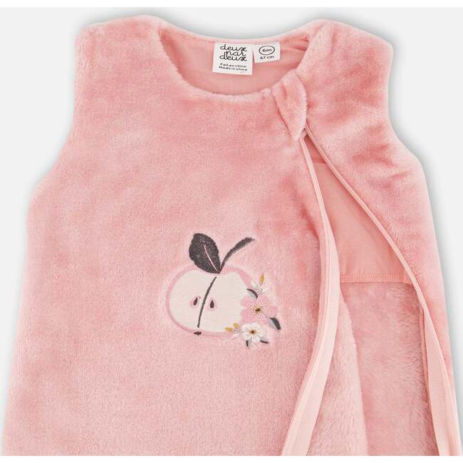 Apple Embroidered Plush Sleeveless Sleep Sack, Light Pink - Pajamas - 3