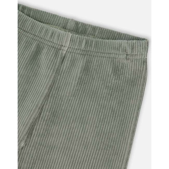 Corduroy Velvet Stretch Leggings, Sage Green - Leggings - 4