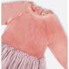 Bi-Material Long Sleeve Dress, Light Pink - Dresses - 4