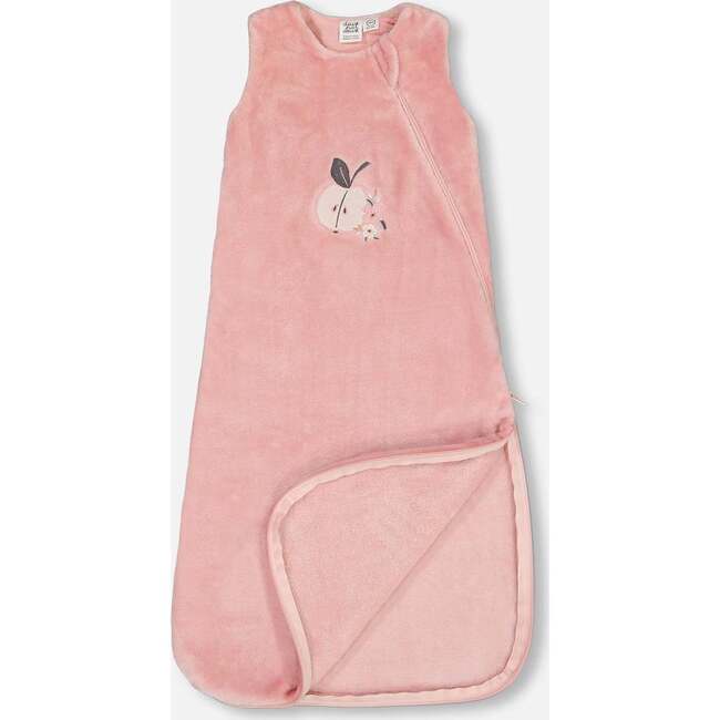 Apple Embroidered Plush Sleeveless Sleep Sack, Light Pink - Pajamas - 4