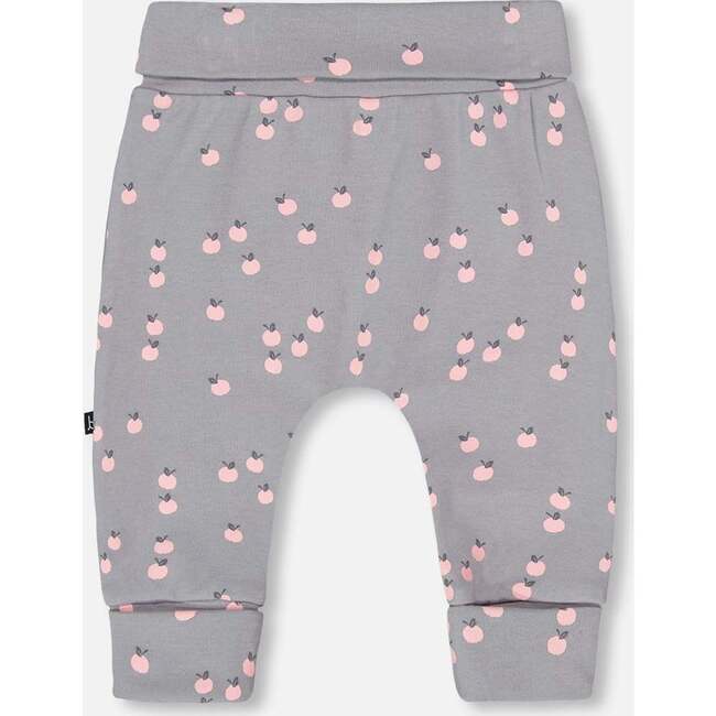 Apples Print Organic Cotton Evolutive Pant, Gray - Pants - 3