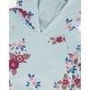 Big Flowers Print Fleece Hoodie, Light Blue - Sweatshirts - 4