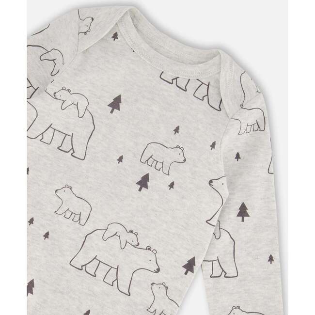 All-Over Bears Print Organic Cotton Onesie, Gray Mix - Onesies - 3