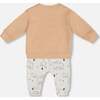 Bears Print Organic Cotton Top & Pant Set, Sand - Mixed Apparel Set - 3