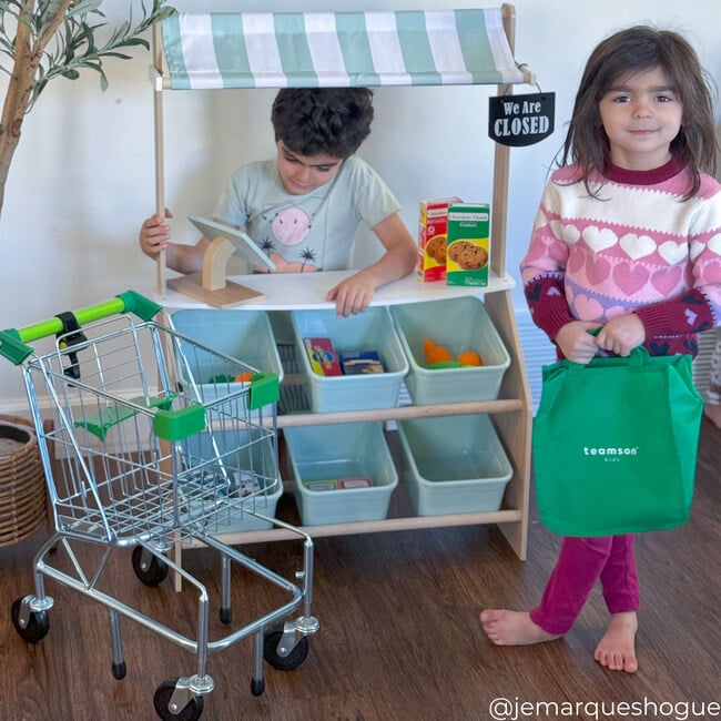 Little Helper Market Play Stand Play Kitchen , Olive Green - Play Kitchens - 3