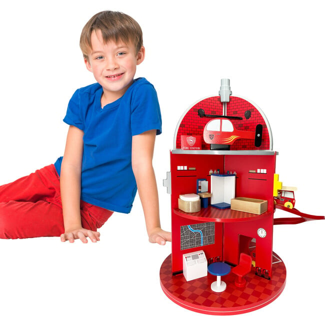 3-Story Fire Station Playset with 25 Figurines and Furnishings, Multi - Playsets - 10