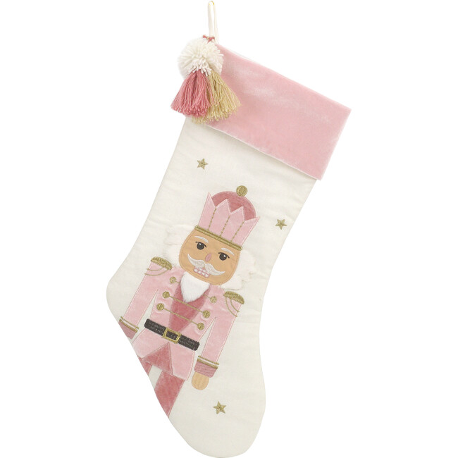 Tassled Nutcracker Stocking, Pink - Stockings - 1