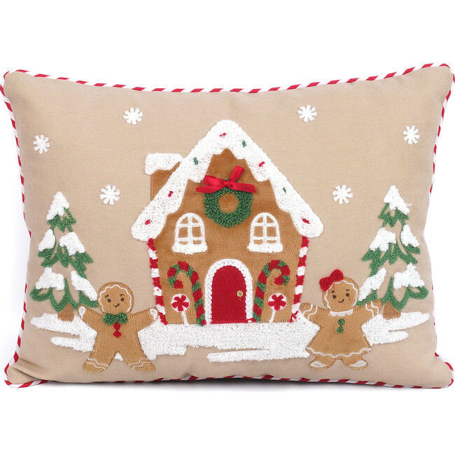 Gingerbread Lumbar Pillow, Red