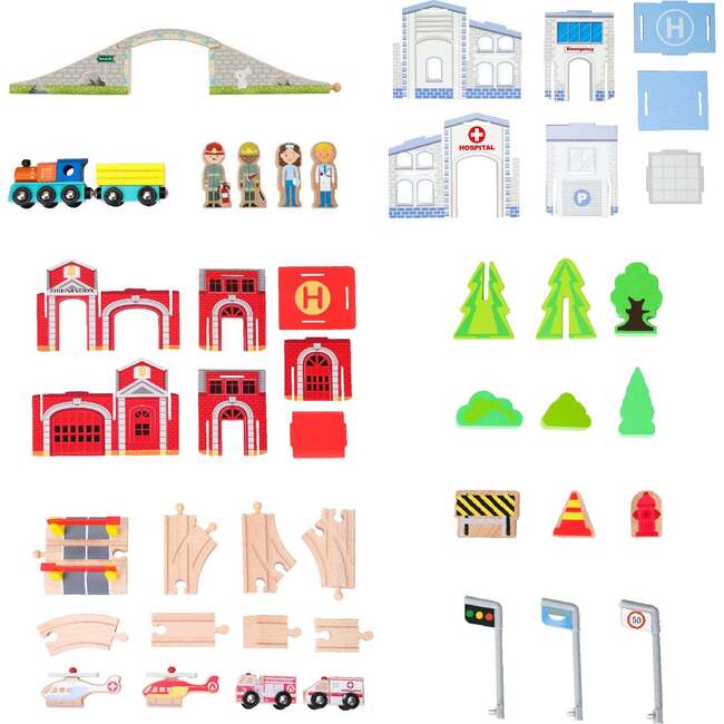 Preschool Play Lab Kids 85-pc. Wooden Train Table Play Set - Transportation - 5