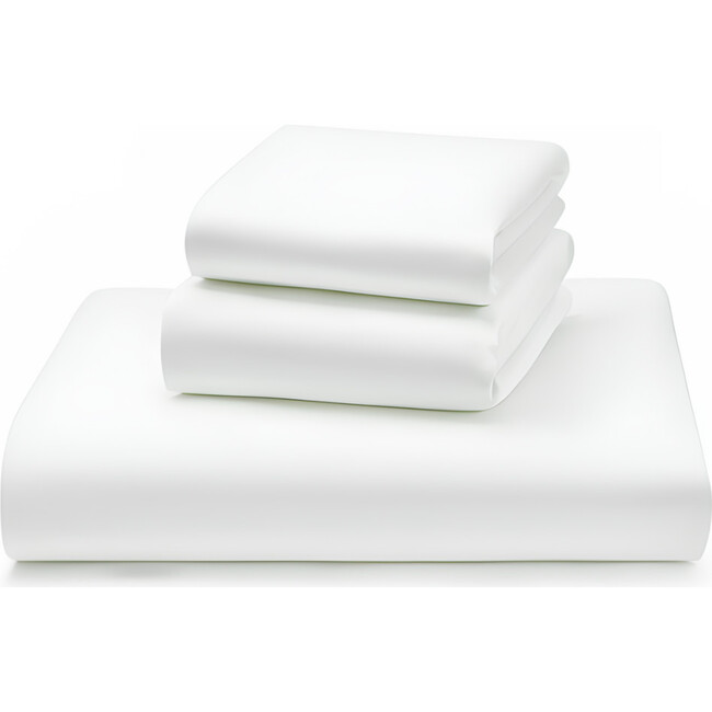 Essentials Sateen Fitted Crib Sheet, White