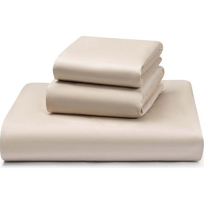 Essentials Sateen Fitted Crib Sheet, Pearl