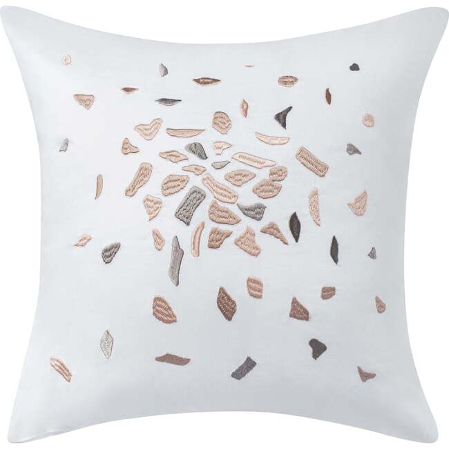 Confetti Embroidered Decorative Pillow, White
