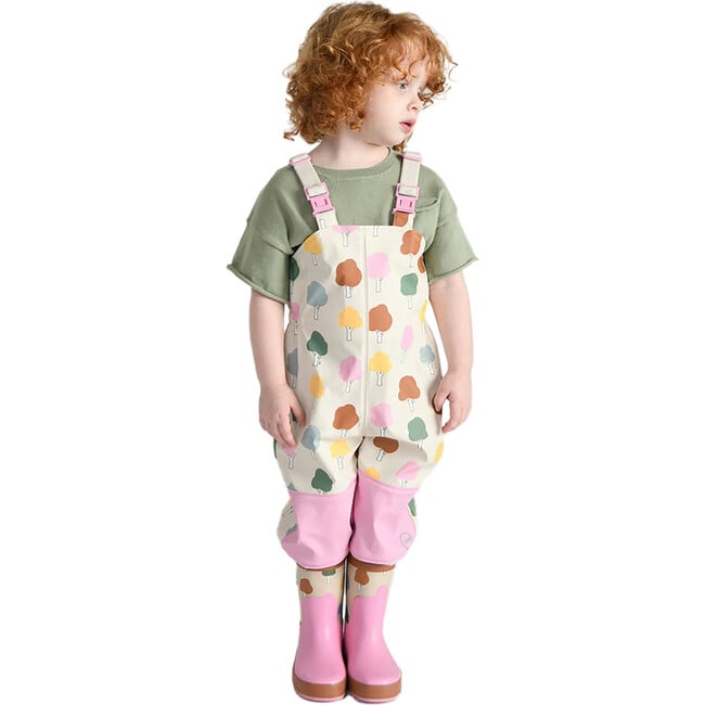 Tree Print Rain Boots, Beige - Rain Boots - 7