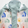 House Print Rain Hooded Jacket, Teal - Raincoats - 4