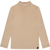 Super Soft Brushed Mock Neck Top, Medium Beige - T-Shirts - 1 - thumbnail