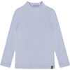 Super Soft Brushed Mock Neck Top, Light Blue - T-Shirts - 1 - thumbnail