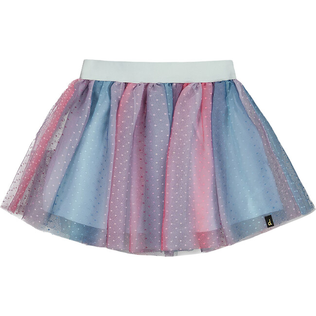 Vertical Striped Tulle Skirt, Gradient Blue, Pink, Mauve