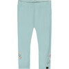 Super Soft Embroidered Brushed Rib Leggings, Light Blue - Leggings - 1 - thumbnail
