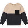 Super Soft Color-Block Quilted Pocket Top, Beige & Black - T-Shirts - 1 - thumbnail