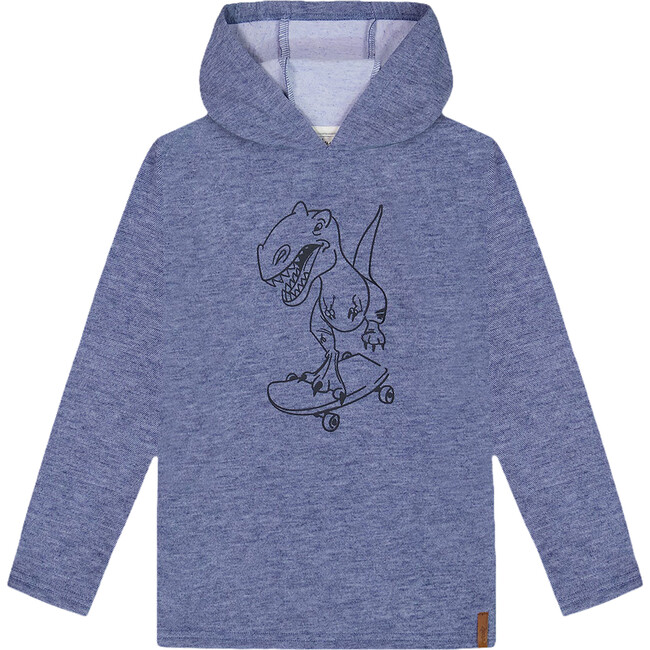 Super Soft Brushed Hooded T-Shirt With Print, Blue