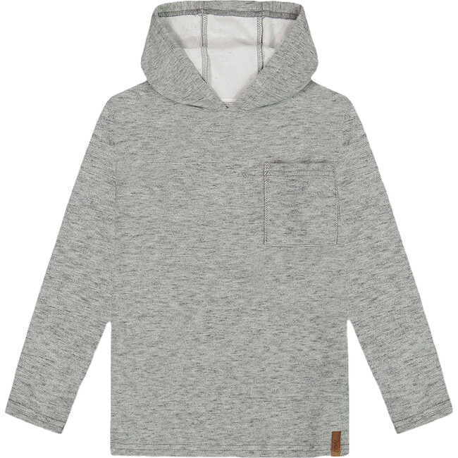 Super Soft Brushed Hooded T-Shirt With Pocket, Dark Gray Mix