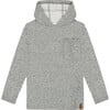 Super Soft Brushed Hooded T-Shirt With Pocket, Dark Gray Mix - T-Shirts - 1 - thumbnail