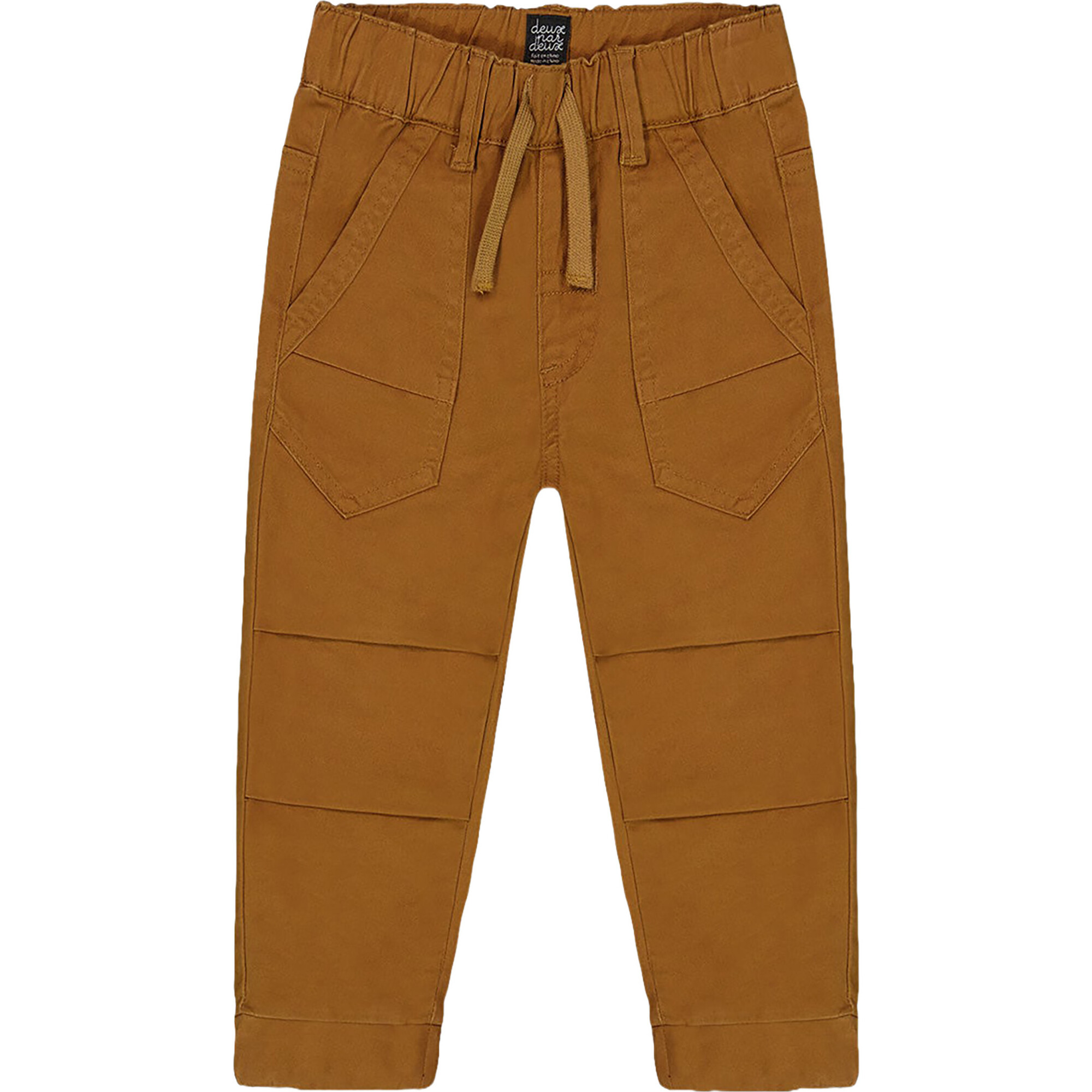 Deux Par Deux Stretch Twill Jogger Pant with Pleated Knee - Caramel Brown Deux Par Deux Stretch Twill Jogger Pant with Pleated Knee - Caramel Brown