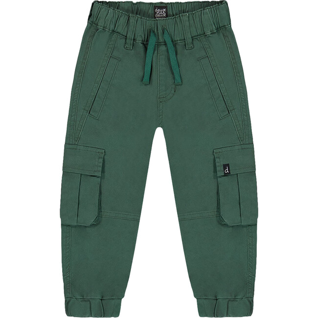 Stretch Twill Cargo Jogger Pants, Forest Green