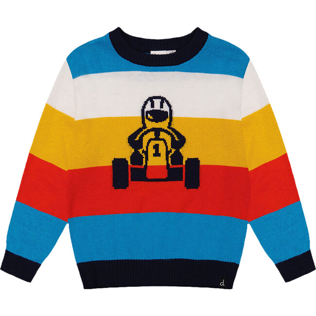 Striped Sweater With Karting Jacquard, Multicolor