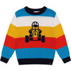 Striped Sweater With Karting Jacquard, Multicolor - Sweaters - 1 - thumbnail