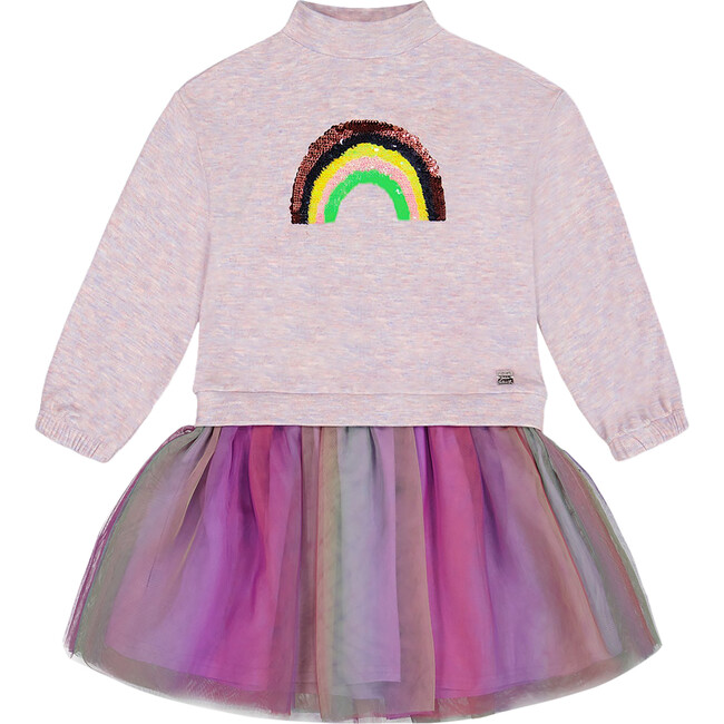 Super Soft Sweatshirt Dress Tulle Skirt, Rainbow