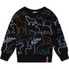 Sweater With Intarsia Animal Forest, Black - Sweaters - 1 - thumbnail