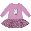 Super Soft Long Sleeve Mini Flowers Print Skirt Dress, Lilac - Dresses - 1 - thumbnail
