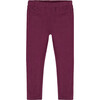 Soft Brushed Fleece Tregging, Burgundy - Leggings - 1 - thumbnail