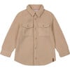 Sherpa Long Sleeve Buttoned Pockets Overshirt, Beige - Jackets - 1 - thumbnail