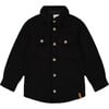 Sherpa Long Sleeve Buttoned Pockets Overshirt, Black - Jackets - 1 - thumbnail