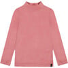 Ribbed Super Soft Brushed Mock Neck Top, Pink - T-Shirts - 1 - thumbnail