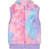 Ribbed Trim Faux Fur Sleeveless Vest, Multicolor - Vests - 1 - thumbnail